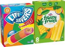 IGA Peters Frosty Fruits 6‑8 Pack or Life Savers Ice Block 8 Pack Selected Varieties offer