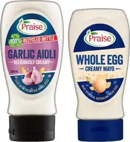 IGA Praise Deli Style Aioli 250mL or Mayo 230g Selected Varieties offer