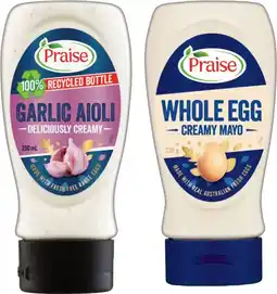 IGA Praise Mayo, Aioli, Burger Sauce 250mL Selected Varieties offer