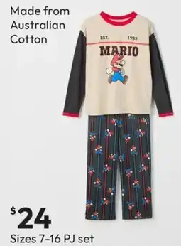 Target Super Mario Australian Cotton Older Boys Knit/Flannel Pyjama Set offer