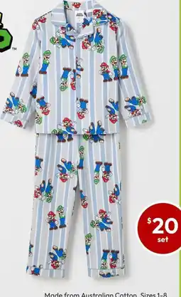 Target Super Mario Australian Cotton Flannel Younger Boys Pyjama Set offer