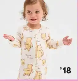 Target Disney Winnie The Pooh Organic Cotton Baby Rib Footless Coverall - Winnie Face offer