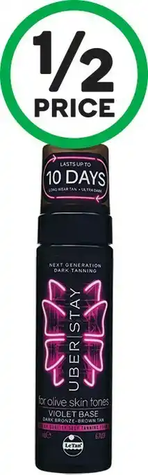 Woolworths Le Tan Uber Stay Self Tanning Foam Violet Base offer