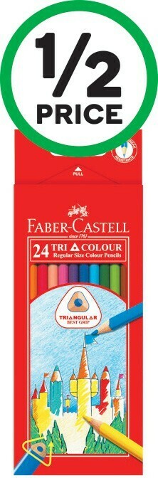 Woolworths Faber-Castell Tri Colour Pencils Pk 24 offer