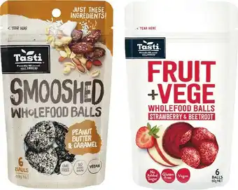 Woolworths Tasti Smooshed, Superfood or Fruit and Vege Balls 56-69g – From the Health Food Aisle offer