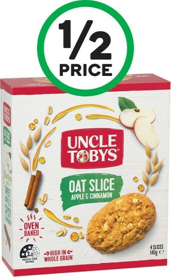 Woolworths Uncle Tobys Oat Slice 140g Pk 4 offer