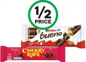 Woolworths Cadbury Medium Bars 30-60g or Kinder Bueno 39-43g offer