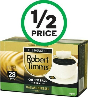 Woolworths Robert Timms Coffee Bags Pk 28 offer