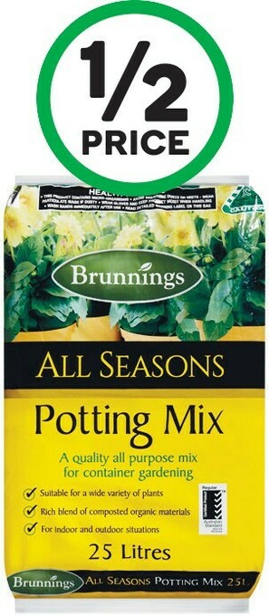 Woolworths Brunnings Potting Mix or Pine Bark 25 Litre offer