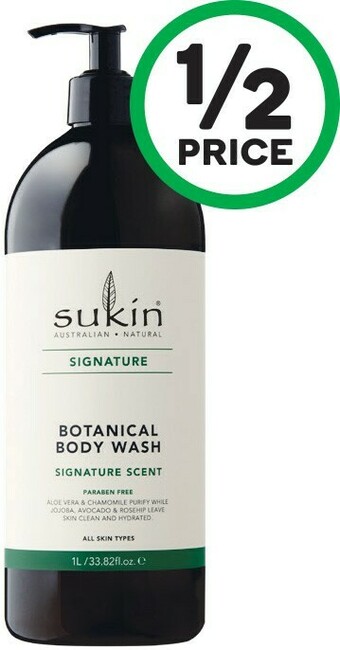 Woolworths Sukin Signature Scent Botanical Body Wash Pump 1 Litre offer