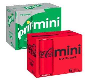 Coles Coca-Cola, Fanta or Sprite Mini Soft Drink 6x250mL offer