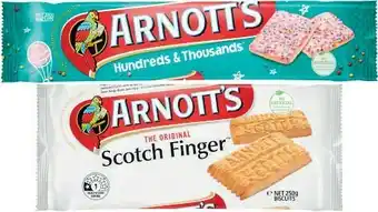 Coles Arnott’s Scotch Finger or Hundreds & Thousands Biscuits 232g-250g offer