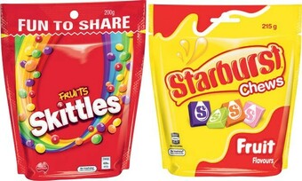 Skittles 190g-200g or Starburst Chews 215g