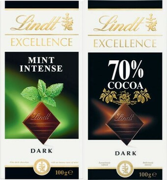 Coles Lindt Excellence Block Chocolate 80g-100g offer