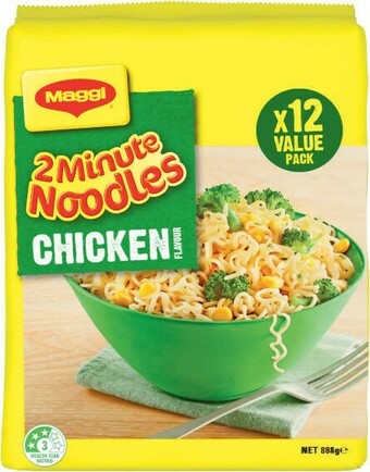 Coles Maggi 2 Minute Noodles 12 Pack 828g-888g offer