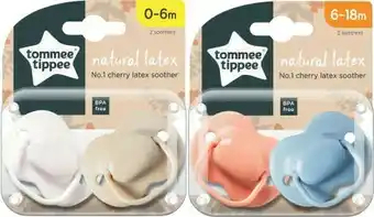 Coles Tommee Tippee Cherry Latex Soothers 0-6 Month or 6-18 Months 2 Pack offer