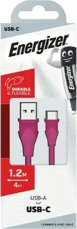Coles Energizer USB-C Cable Pink 1.2 Metres offer