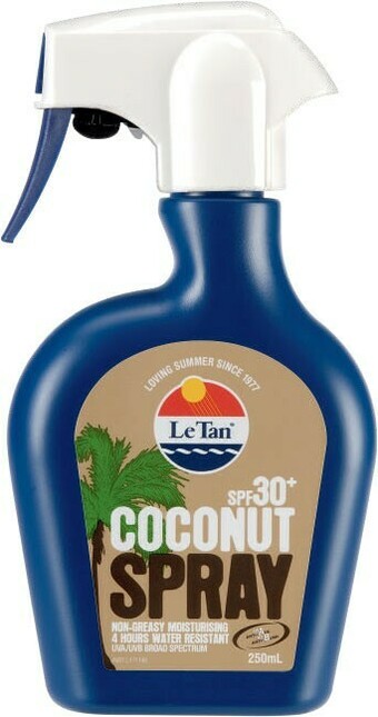 Coles Le Tan Coconut Sunscreen Spray SPF30+ 250mL* offer