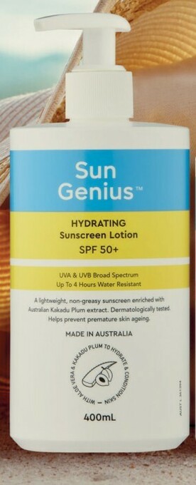 Coles Sun Genius Hydrating Sunscreen Lotion Pump SPF50+ 400mL offer