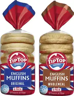 Coles Tip Top English Muffins 400g offer