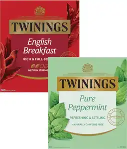 Coles Twinings Tea Bags-100 Pack offer
