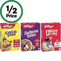 Woolworths Kellogg’s Coco Pops 320g, Sultana Bran 420g or Froot Loops 285g offer