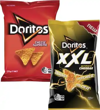 Coles Doritos or XXL Corn Chips 150g-170g offer