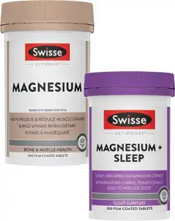 Coles Swisse Ultiboost Magnesium Tablets 200 Pack or Magnesium + Sleep Tablets 100 Pack offer