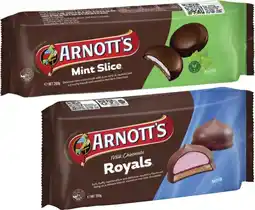 Coles Arnott's Mint Slice or Milk Chocolate Royals Biscuits 200g offer