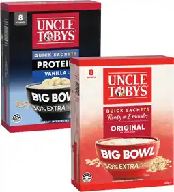 Coles Uncle Tobys Oats Big Bowl Sachets offer
