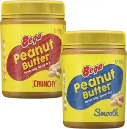 Coles Bega Smooth or Crunchy Peanut Butter 470g offer