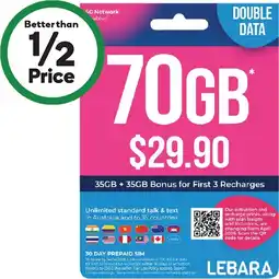 Woolworths Lebara $29.90 Starter Pack offer