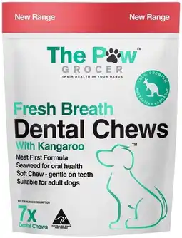 Coles NEW The Paw Grocer Kangaroo Dental Chews Dog Treats offer