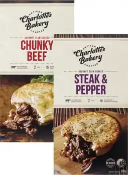 Coles Charlotte's Bakery Slow Cooked Beef Pies 400g offer