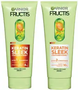 Coles NEW Garnier Fructis Keratin Sleek Shampoo or Conditioner 200mL offer