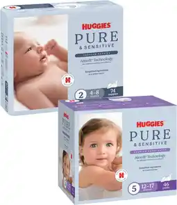 Coles Huggies Pure and Sensitive Nappy Pants 40 Pack-54 Pack or Nappies 68 Pack-86 Pack offer
