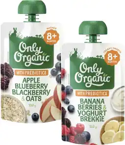 Coles Only Organic 4+ Months, 6+ Months or 8+ Months Baby Food Pouch 120g offer