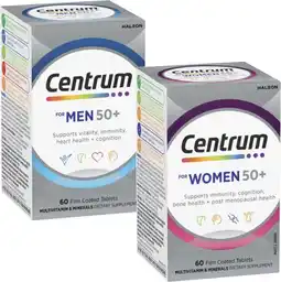 Coles Centrum For Men or Women 50+ Multivitamin Tablets 60 Pack offer