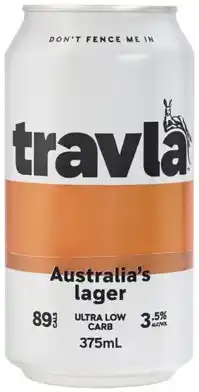 Coles Travla Mid Strength Lager Cans offer
