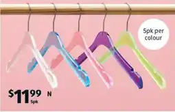 ALDI N Neon Clear Coat Hangers 5pk offer
