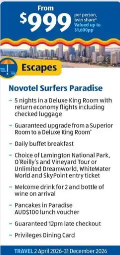 ALDI Novotel Surfers Paradise offer