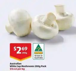 ALDI Australian White Cup Mushrooms offer