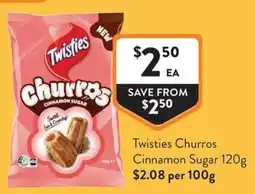 Foodworks Twisties Churros Cinnamon Sugar offer