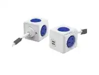 Officeworks Power Cube Allocacoc PowerCube 4 Power Outlet and 2 USB Ports 3m Blue offer