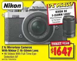 JB Hi-Fi Z fc Mirrorless Cameras With Nikkor Z 16-50mm Lens offer