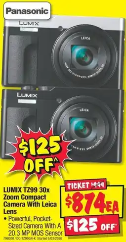 JB Hi-Fi LUMIX TZ99 30x Zoom Compact Camera With Leica Lens offer