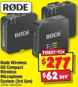 JB Hi-Fi Rode Wireless GO Compact Wireless Microphone System 3rd Gen offer