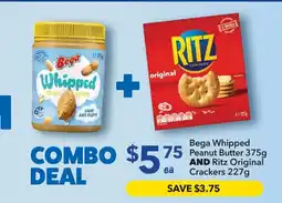 Ritchies Bega Whipped Peanut Butter 375g AND Ritz Original Crackers 227g offer