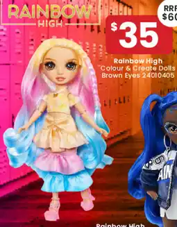 Toymate Rainbow High Colour & Create Dolls Brown Eyes offer