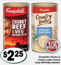 Friendly Grocer Campbell's Chunky & Country Ladle Canned Soup offer